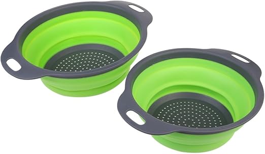 Amazon Com 2 Pack Collapsible Silicone Colander Strainer Set