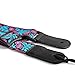 CLOUDMUSIC Jacquard Weave Style Hawaiian Ukulele Strap (Rosy Flowers With Bright Blue Leaves)