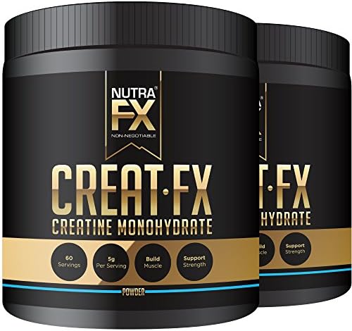NutraFX Micronized Creatine Monohydrate Powder All Natural Pre Workout Energy Boost and Muscle Building Supplements (300g - 60 Servings) (2-Pack)