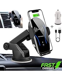 Rápido cargador inalámbrico para automóvil, abrazadera automática, soporte de succión y pinza de ventilación con adaptador de cargador QC3.0 para Samsung S10   10 +   10e   9 9 +   8   Note8 iPhone Xs Max   Xs   XR   X   8   8Plus y todos los teléfonos Qi