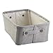 mDesign Soft Cotton Fabric Closet Storage Organizer Bin Basket with Coated Interior and Attached Carrying Handles for Bathroom Vanity, Cabinet, Shelf, Countertop - Wide - Light Gray