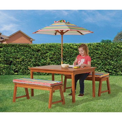Kid's Outdoor Play Table and Bench Dining Set