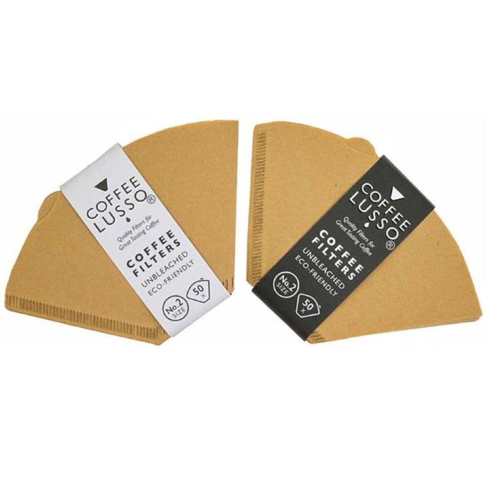 Size 2/No.2/12 Coffee Filter Papers by COFFEE LUSSO, Cone Shaped, Unbleached, Eco Friendly (100)