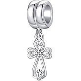 Filigree Heart Cross Charm 925 Sterling Silver Bible Bead Keep Faith Anniversary Christmas Pendant for Pandora Bracelets