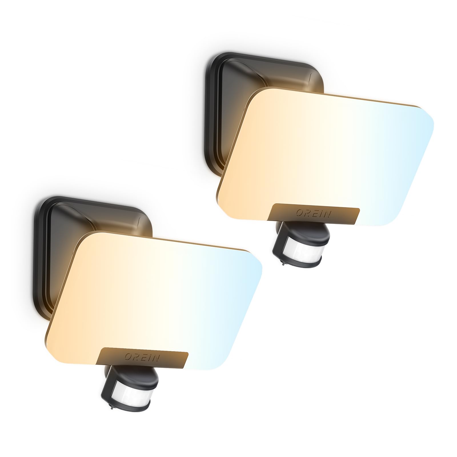 OREiN Outside Lights with Sensor, 24W Security Light, 2800LM Flood Lights Outdoor, 3 Color Temperature Adjustable, IP65 Waterproof Outdoor Lights Mains Powered for Garden, Porch, Garage, 2 Pack