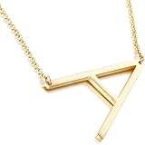 ETHOON Sideways Initial Necklace Gold 