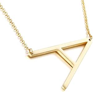 Sideways Initial Necklace 18K Gold 