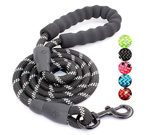 Camonti Rope Dog Lead with Comfortable Padded Handle and Highly Reflective Threads 1.5m Strong Dog Leash for Small Medium and Large Dogs