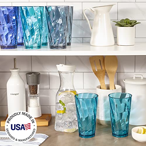 US Acrylic Optix 20 ounce Plastic Stackable Water Tumblers in 4 Coastal