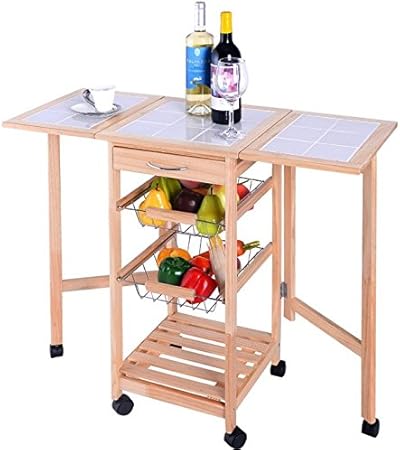 Ausziehbar Küche Trolley Insel Warenkorb – aus Kiefernholz