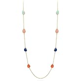 FAMARINE Multicolor Resin Beaded Chain Long Scatter Necklace for Women, Red Blue Green Orange