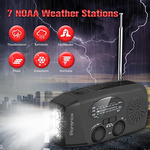iRonsnow Solar Emergency NOAA Weather Radio Dynamo Hand Crank Self