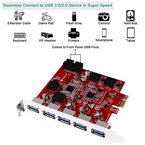 FebSmart 7Ports Superspeed 5Gbps USB 3.0 PCI Express (PCIe) Expansion