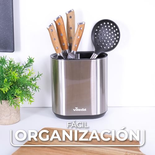 Organizador de cocina de acero inoxidable – Recipiente para guardar utensilios de cocina – Utensilios de cocina Soporte – Soporte para utensilios de cocina – Soporte para cucharas de cocina
