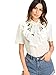 WDIRARA Women's Mesh Tie Neck Ruffle Short Sleeve Elegant Blouse Top White M