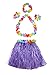 Fortuning's JDS Girl's elastic Hawaiian hula dancer grass skirt with flower costume set -purple Birthday Tropical Party Decorations