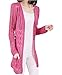 Shawhuaa Womens Crochet Knitted Open Front Cardigan Pocket Sweater Rosy