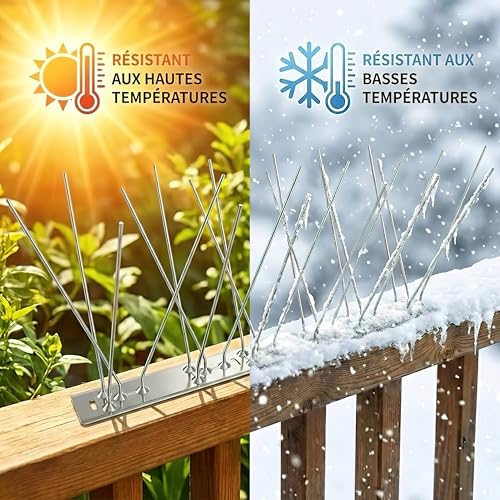 KOKMEYA Stainless Steel Anti Pigeon Spikes (5 m, 20 pcs to 25 cm) - Bird Repellent Kit 304 with 40 Screws & 40 Collars - for Balcony, Gutter, Roof & Window - Against Crows
