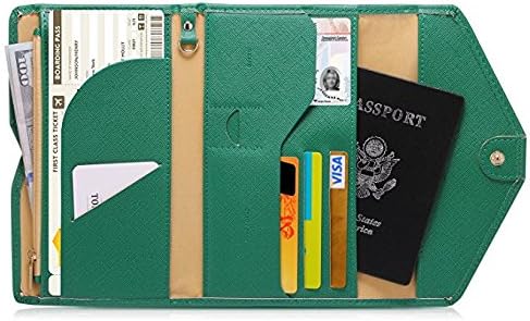 SkuBros Tri Folded Multipurpose RFID Blocking Passport Travel Fabric Wallet/Case/Cover/Holder/Document or Envelope Organizer/Zipper Available in 7 Amazing Colors (Green)