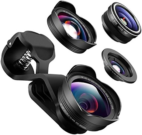 iPhone Camera Lens Kit, 0.45X Super Wide Angle Lens + 198°Fisheye Lens + 20X Macro Lens Clip-on Lens for iPhone,iPad,Samsung and Other Mobile Phones Tablets
