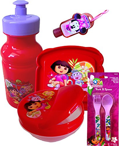Dora-the-Explorer-Survival-Kit-Lunch--Includes-Pulltop-Water-Bottle--Sandwich-Container--Snack-Container--Spoo