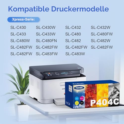 ONLYU 4 Pack Compatible CLT-K404S CLT-C404S CLT-M404S CLT-Y404S Toner Cartridge for Samsung Xpress C480 C480W Samsung SL C480 C480W SL C480FW SL C480FN C430 C430W