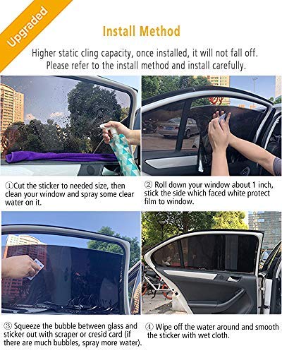 Lecone Upgraded Car Window Tint Film, Reusable Static Cling Shade, Electrostatic Self-Adhesive Black Sun Blocker Screen for Vehicle, Protect Your Baby Kids & Keep Car Cool (Pack of 2) - Thumbnail 5