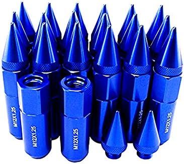 Fayre Ware Aluminum Extended Tuner Lug Nuts For Wheel Rims M12X1.5 20PCS (Blue)