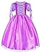 Princess Costume for Girls Party Dress Up with Long Braid and Tiaras Set Age of 6-7 Years(130cm) Purple