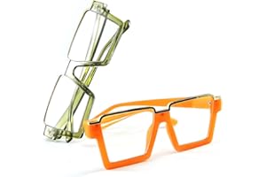 Laemzinv Oversized Square Blue Light Glasses for Women, Large Semi Rimless Thick Frame Reading Blocker LA044