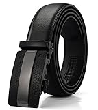 Xhtang Men's Solid Buckle with Automatic Ratchet Leather Belt 35mm Wide 1 3/8