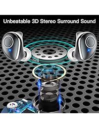 XIKER   Auriculares inalámbricos Bluetooth 5.0 True   Deep Bass Mini en oreja Deportiva Wireless Earbuds   19H Play Time Sweatproof Earphones Headset Buit in Microphone Running para iPhone Android y más