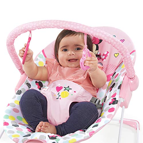 Bright Starts Disney Baby Minnie Mouse Vibrating Bouncer with Toy bar
