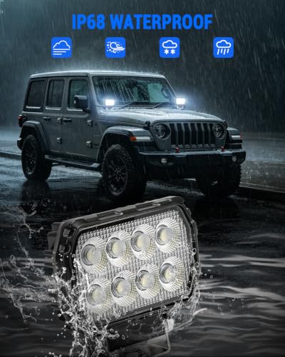 SUPAREE 4.5" Focos de Coche Faros Led Faro Trabajo 6000K IP68 Impermeable | 2PCS Faro de Trabajo Led 12V/24V Faros Led Tractor para Moto ATV SUV UTV Tractor Off-Road Tractor Camión Barco