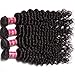 UNice Hair Icenu Series 8A Brazilian Deep Wave Virgin Hair 3 Bundles with 4x4 Lace Closure 100% Unprocessed Human Hair Extensions Weave Natural Color (16 18 20+14, Closure)