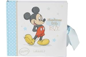 HAPPY HOMEWARES Handsome Little Boy Mickey Photo Album with Blue Ribbon - 50 Pictures - Officially Licensed