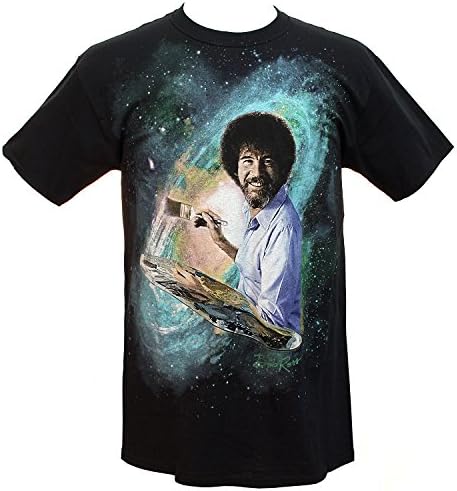 Bob Ross Mens Happy Greener Galaxy Signature T-Shirt