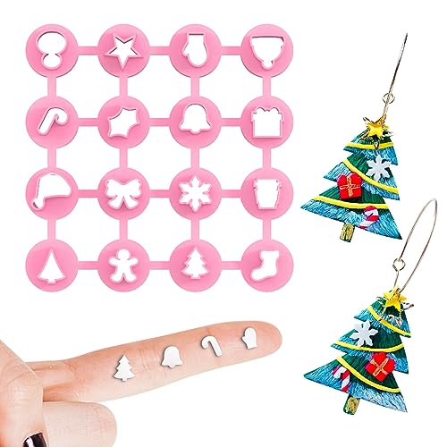 Keoker 16 Christmas Mini Clay Cutters, Mini Polymer Clay Cutters for Christmas, Small Clay Cutters, Polymer Clay Tools for Clay Jewelry (16 Christmas)