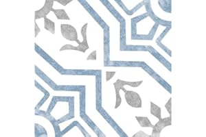 SQUAREFEET DEPOT 8x8 Bijoux Bleu Porcelain Pattern Art Deco Retro Modern Tile