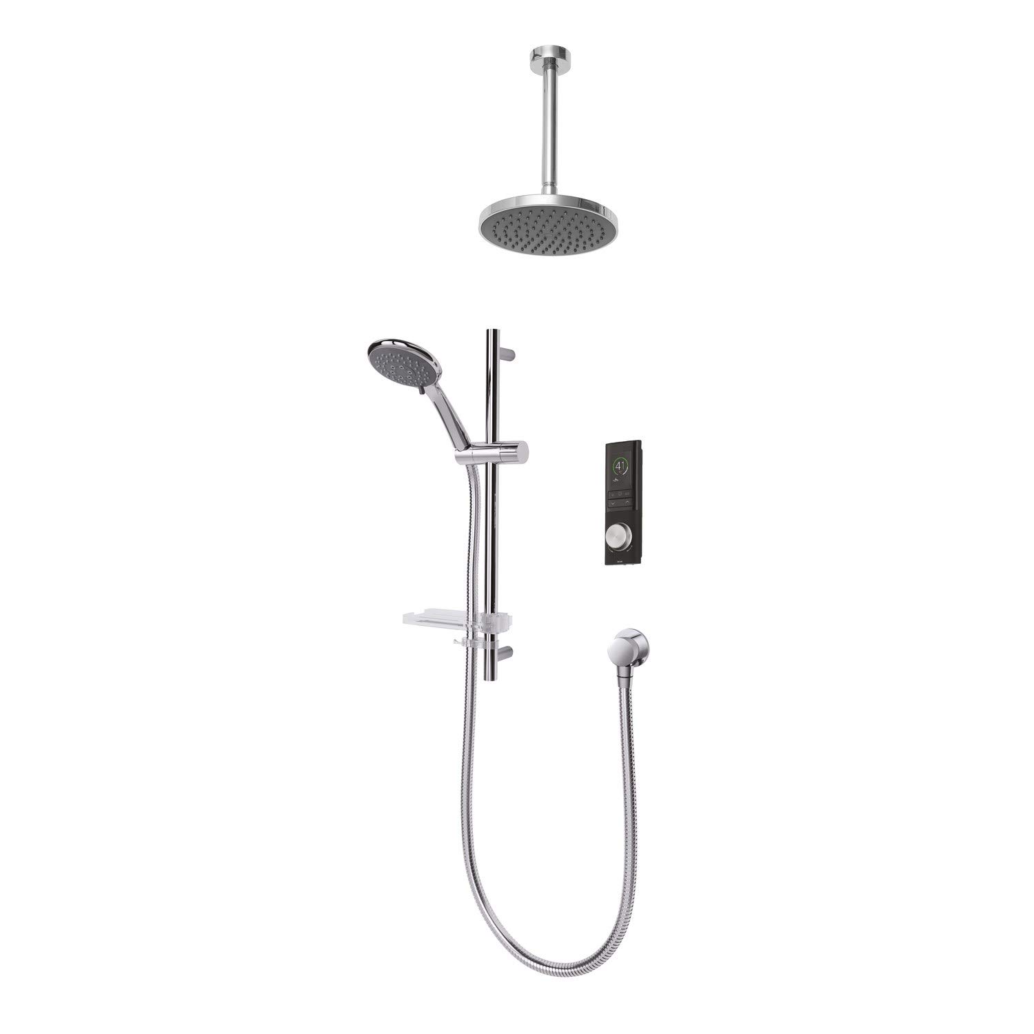 Triton HOME Digital Mixer Shower - Circular - 2 Outlet All-in-One Ceiling Pack with Riser Rail (Pumped)