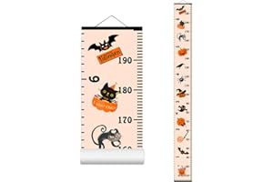 NUSTILA Halloween Baby Height Growth Chart - Canvas Height Chart for Kids Baby Child Toddler Boys Girls Growth Chart for Wall Room Nursery Decor Hangable and Removable Measuring Wall Ruler (A, Black Wood)
