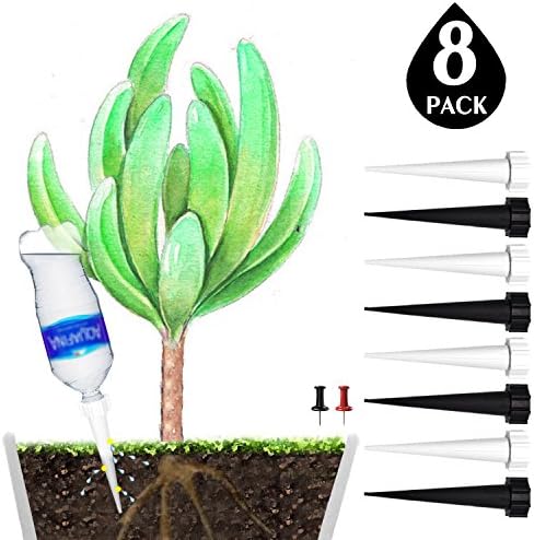 DCZTELG Plant Waterer Spikes Devices System-Automatic Drip Irrigation Watering Care Your Flower Travel Forgetting Potted Plants Black&White (8)