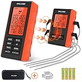 Meat Thermometer 300 Feet, MILCEA Wireless Remote Digital BBQ Cooking Food Grill Thermometer With 4 Probes For Smoker Grilling Kitchen Oven