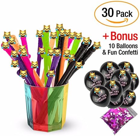 30 Pack Bachelorette Party Drinking Straws With Extra-Bonus Accessory 10 Balloons &amp; Funny Shaped Confetti Supply for Hen Drinks | Decoration and Favor for Girls Night Out Or Bride to Be Bridal Shower