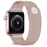 jwacct Compatible for Apple Watch Band 42mm 44mm, Adjustable Stainless Steel Mesh Wristband Sport Loop for iWatch Series 5 4 3 2 1,Pink Gold