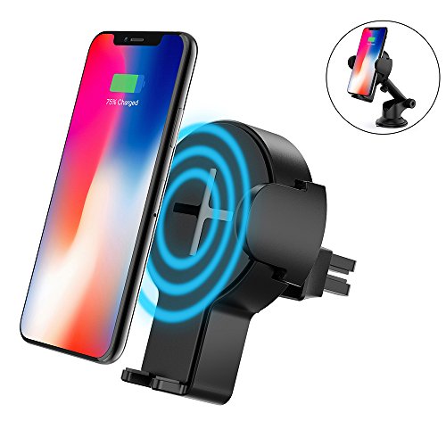 Car Wireless Charger, Fast Wireless Car Charger Car Mount Air Vent Phone Holder For Samsung Galaxy S8/S8 plus/S7/S6 Edge, IPhone X/8/8 plus and Other QI-Enabled Devices