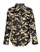 HaoDuoYi Women Casual Military Camouflage Lightweight Button Tops Shirt(L,Multicoloured)