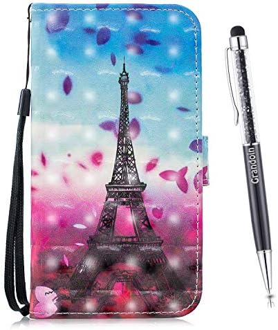 Grandoin Case for Huawei Honor 8 Lite / GR3 2017, 3D Premium PU Leather Unique Design Magnetic Flip Cover with Card Slots Holders [Soft Silicone Inner] Bookstyle Wallet Case (Tower)