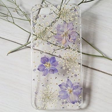 Littledollz Personalized Purple Larkspur and White Lavender Real Dried Pressed Flowers Case for iPhone X 5.8 inches