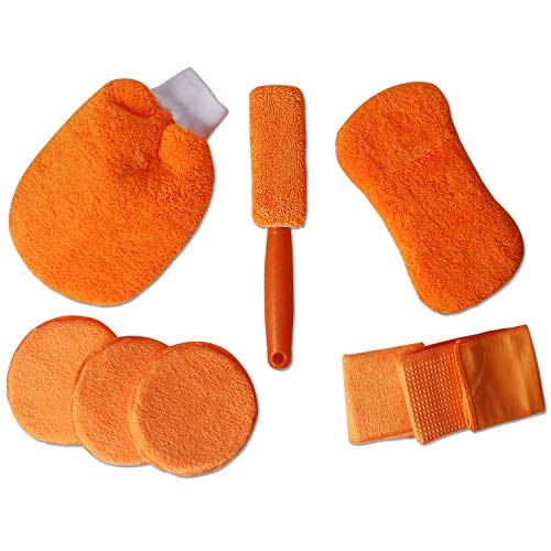 MEYUEWAL Car Cleaning Tools Kit, Microfiber Car Cleaning Set for Cars, Trucks, Motorcycles, Bedroom and Kitchen, with Tire Brush, Wash Mitts, Sponge, Wash Pads, Multi-Purpose Cleaning Towels